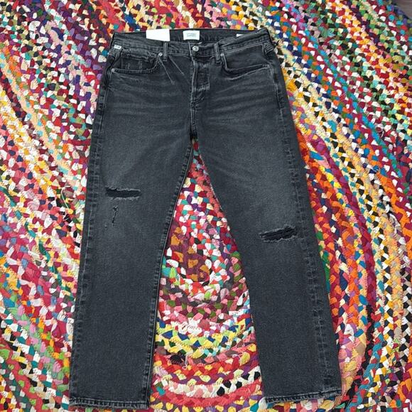 NWT Citizens Of Humanity Washed Black Emerson Slim Fit Boyfriend Denim Jeans - Picture 2 of 8